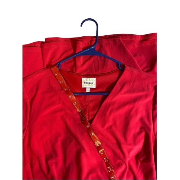 ASHLEY GRAHAM BEYOND Dress Faux Wrap Flutter Sleeve Flowy Plus Size Red … - Picture 3 of 7